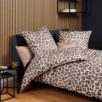 Janine 2-piece bed linen set – MODERN ART S, Mako satin, mercerised cotton, leopard print Brown 135x200cm