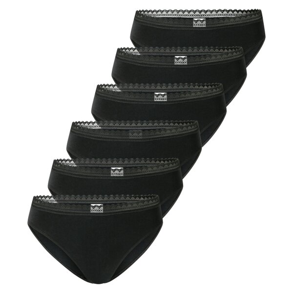 SCHIESSER womens Rio panties, 6-pack - 6-pack Rio panties, stretch cotton, plain Black S (Small)