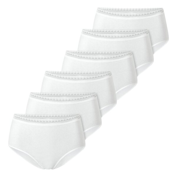 SCHIESSER womens midi briefs, 6-pack - 6-pack midi, stretch cotton, plain White S (Small)
