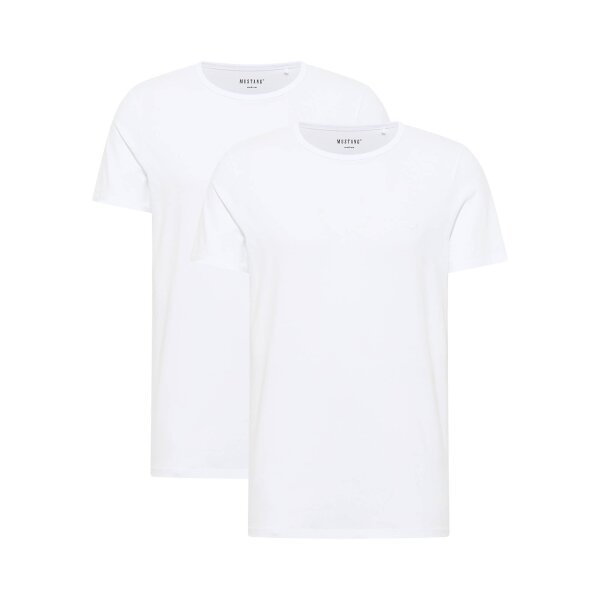 MUSTANG Men’s T-Shirts, 2-Pack - Allen, Organic Cotton, Single Jersey, Crew Neck White 2XL (XX-Large)