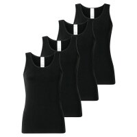SCHIESSER womens tops, 4-pack - 4-pack tank tops, undershirt, stretch cotton, solid colour Black S (Small)