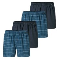 SCHIESSER mens woven boxer shorts, 4-pack - woven fabric, pants, cotton Dark blue/petrol 3XL (XXX-Large)
