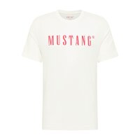 MUSTANG Herren T-Shirt - Austin, Big Logo, Bio-Baumwolle, Single Jersey Weiß S