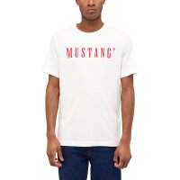 MUSTANG Herren T-Shirt - Austin, Big Logo, Bio-Baumwolle, Single Jersey Weiß S