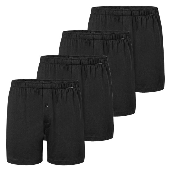 SCHIESSER mens jersey boxer shorts, 4-pack - 4-pack boxer shorts, cotton, solid colour Black M (Medium)