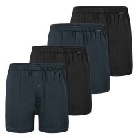 SCHIESSER Herren Jersey-Boxershorts, 4er Pack - 4Pack Boxershorts, Baumwolle, einfarbig Schwarz/Dunkelblau S