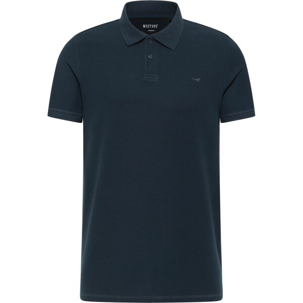 MUSTANG Mens Polo Shirt - Palco, Organic Cotton, Knit Piqué, Solid Color Dark Blue S (Small)