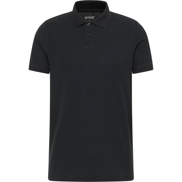 MUSTANG Mens Polo Shirt - Palco, Organic Cotton, Knit Piqué, Solid Color Black S (Small)