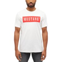 MUSTANG Herren T-Shirt - Austin, Big Logo, Bio-Baumwolle, Single Jersey Weiß S
