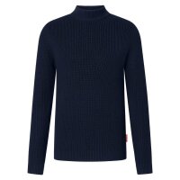 JOOP! JEANS Mens Knitted Sweater - Orlinor, Wool, Chunky Knit, Stand-up Collar, Solid Color Dark Blue M (Medium)