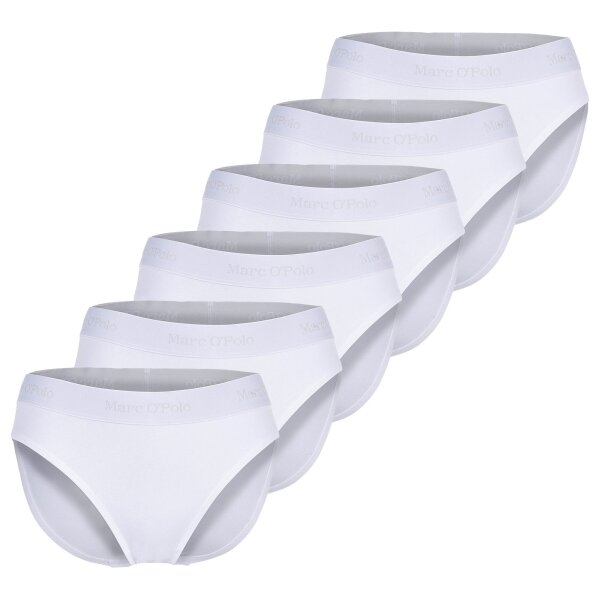 Marc O Polo ladies briefs, 6-pack - Brief, logo waistband, organic cotton stretch White M (Medium)