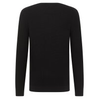 MUSTANG Herren Strickpullover - Elliot, Flat Knit, Baumwolle, Rundhals, einfarbig Schwarz S