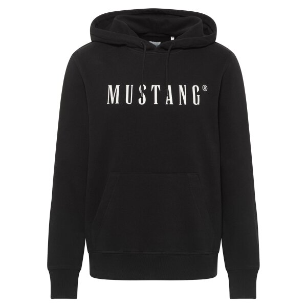 MUSTANG Mens Sweatshirt - Bronson, Hoodie, Hood, Logo, Organic Cotton Black S (Small)