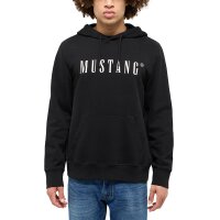 MUSTANG Herren Sweatshirt - Bronson, Hoodie, Kapuze, Logo, Bio-Baumwolle Schwarz S