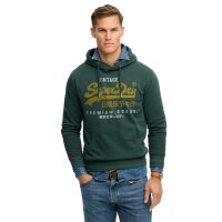 Superdry Herren Hoodie - VI Duo Classic Hood, Kapuze, Logo, einfarbig Grün M