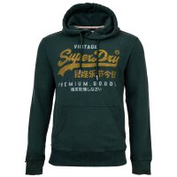 Superdry Men Hoodie - VI Duo Classic Hood, Hood, Logo, Plain Colour Green M (Medium)
