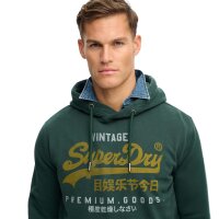 Superdry Men Hoodie - VI Duo Classic Hood, Hood, Logo, Plain Colour Green M (Medium)