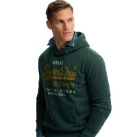 Superdry Men Hoodie - VI Duo Classic Hood, Hood, Logo, Plain Colour Green M (Medium)