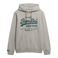 Superdry Herren Hoodie - VI Duo Classic Hood, Kapuze, Logo, einfarbig Hellgrau L