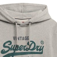 Superdry Herren Hoodie - VI Duo Classic Hood, Kapuze, Logo, einfarbig Hellgrau L
