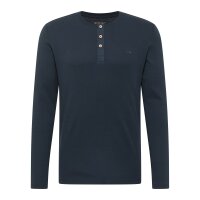 MUSTANG Herren Longsleeve - Arminto, Knit Rib, Henley-Kragen, Slim Fit, Bio-Baumwolle Dunkelblau S