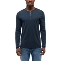 MUSTANG Herren Longsleeve - Arminto, Knit Rib, Henley-Kragen, Slim Fit, Bio-Baumwolle Dunkelblau S