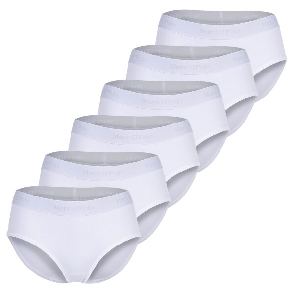Marc O Polo ladies panties, 6-pack - Logo waistband, Organic Cotton Stretch, Basic White S (Small)