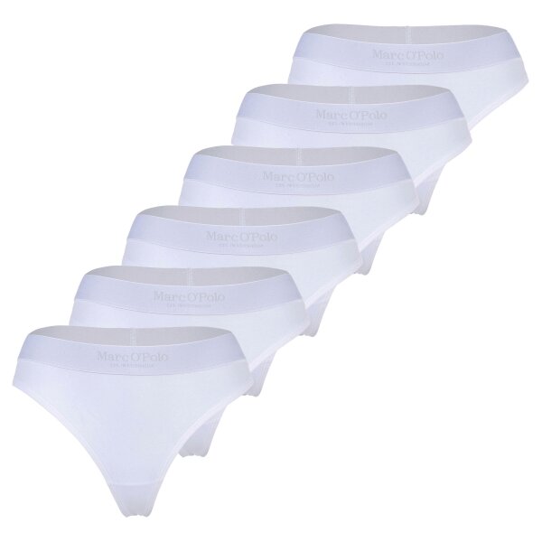 Marc O Polo ladies thongs, 6-pack - Logo waistband, Organic Cotton Stretch, Basic White XS (X-Small)