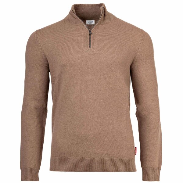 JOOP! JEANS Mens Knitted Sweater - Lauriono, Fine Knit, Wool, Stand-Up Zip Collar, Ribbed Cuffs, Solid Color Beige M (Medium)