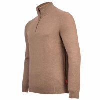 JOOP! JEANS Mens Knitted Sweater - Lauriono, Fine Knit, Wool, Stand-Up Zip Collar, Ribbed Cuffs, Solid Color Beige XL (X-Large)