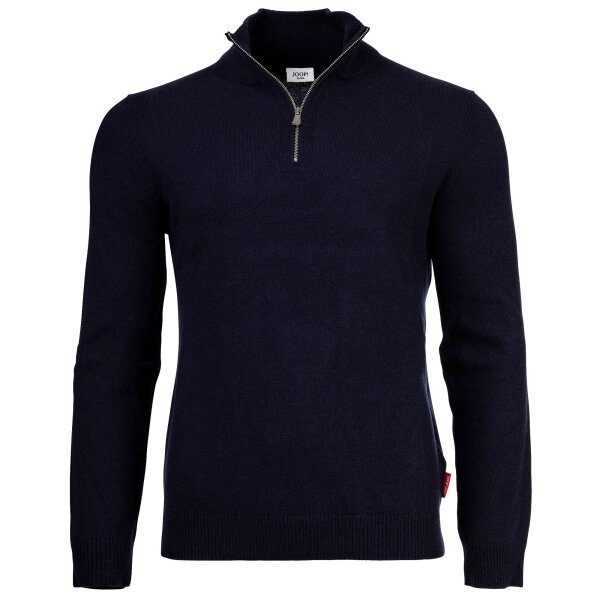 JOOP! JEANS Herren Strickpullover - Lauriono, Feinstrick, Wolle, Steh-Zipkragen, Bündchen, einfarbig Dunkelblau L