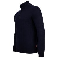 JOOP! JEANS Herren Strickpullover - Lauriono, Feinstrick, Wolle, Steh-Zipkragen, Bündchen, einfarbig Dunkelblau L