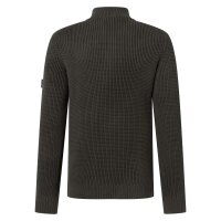 JOOP! JEANS Herren Strickpullover - Henrios, Grobstrick, Baumwolle, Half-Zipkragen, Bündchen, einfarbig Dunkelgrün L