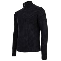 JOOP! JEANS Mens Knitted Sweater - Henrios, Chunky Knit, Cotton, Half-Zip Collar, Ribbed Cuffs, Solid Color Dark blue M (Medium)
