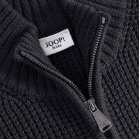 JOOP! JEANS Mens Cardigan - Hajoros, cotton, chunky knit, zip-up jacket, stand-up collar, zipper Black M (Medium)
