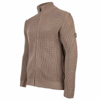 JOOP! JEANS Mens Cardigan - Hajoros, cotton, chunky knit, zip-up jacket, stand-up collar, zipper Beige M (Medium)
