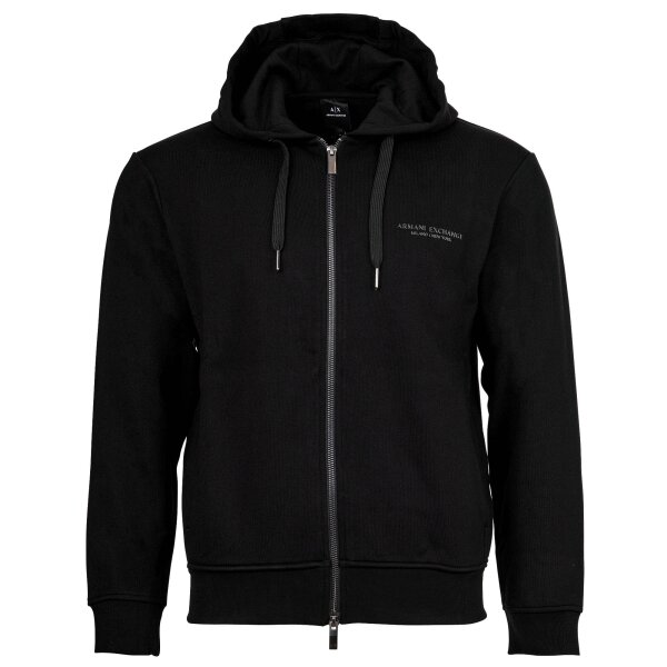 A|X ARMANI EXCHANGE Mens jacket - Sweat jacket, hood, cotton, single-coloured Black S (Small)