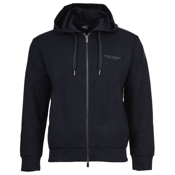 A|X ARMANI EXCHANGE Mens jacket - Sweat jacket, hood, cotton, single-coloured Navy S (Small)