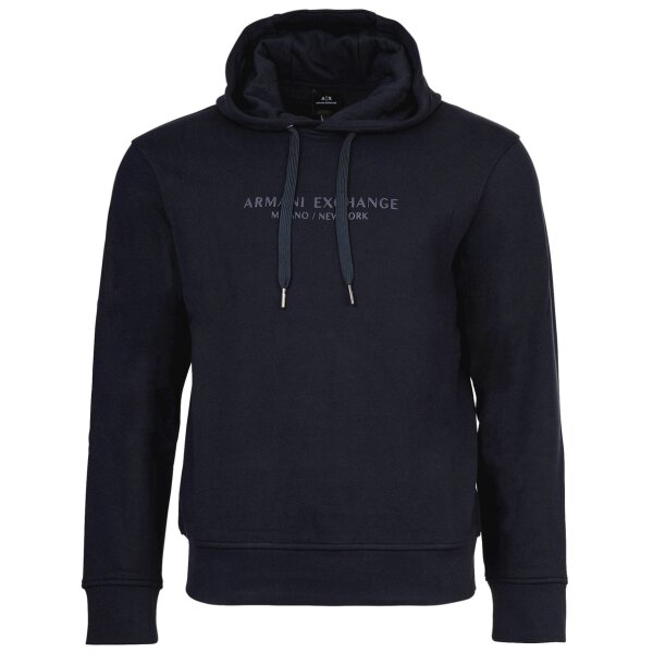 A|X ARMANI EXCHANGE Mens Hooded Sweatshirt - Sweatshirt, Logo, Cotton Dark Blue XL (X-Large)