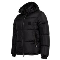 A|X ARMANI EXCHANGE Mens Down Jacket - Quilted jacket with hood, zipper, real down, warm lining Black S (Small)