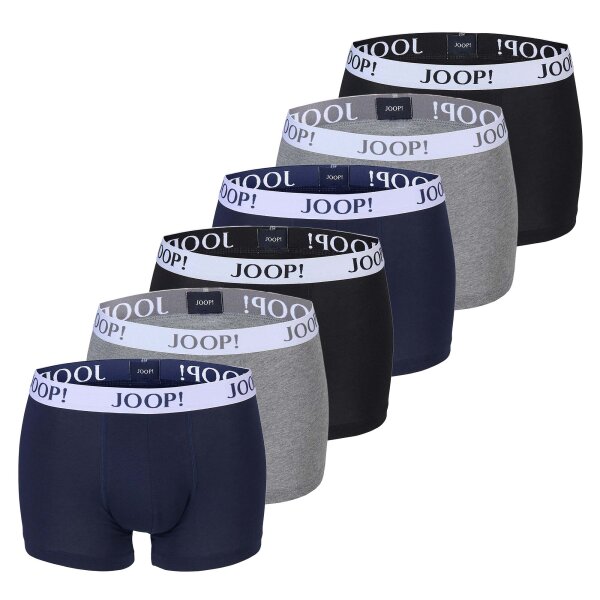 JOOP! Herren Boxershorts, 6er Pack - Everyday, Basic, Cotton Stretch, Logo Grau/Schwarz/Blau S
