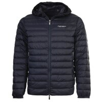 A|X ARMANI EXCHANGE Mens Down Jacket - Quilted jacket with hood, zipper, real down, warm lining Blue S (Small)