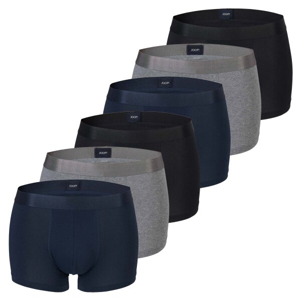 JOOP! Herren Boxershorts, 6er Pack - Everyday, Basic, Cotton Stretch, Logo Grau/Schwarz/Blau S