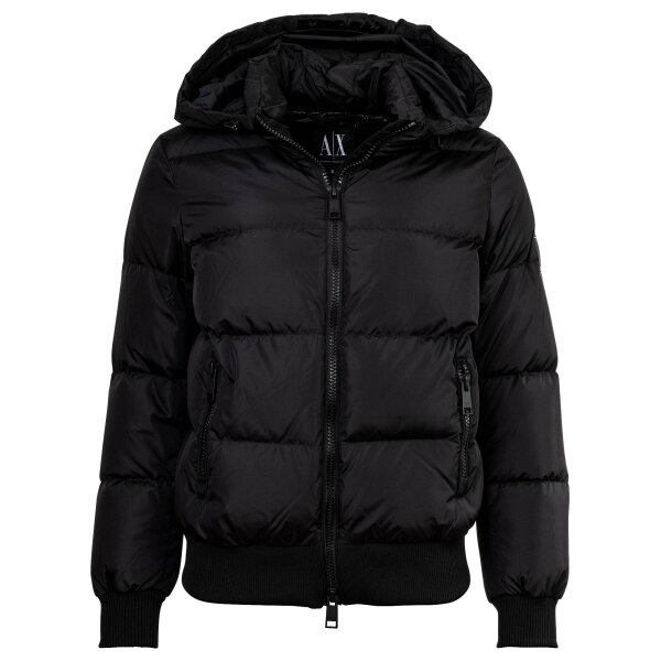 A|X ARMANI EXCHANGE Damen Daunenjacke - Steppjacke mit Kapuze, Reißverschluss, Echte Daunen, Warm Gefüttert Schwarz XS