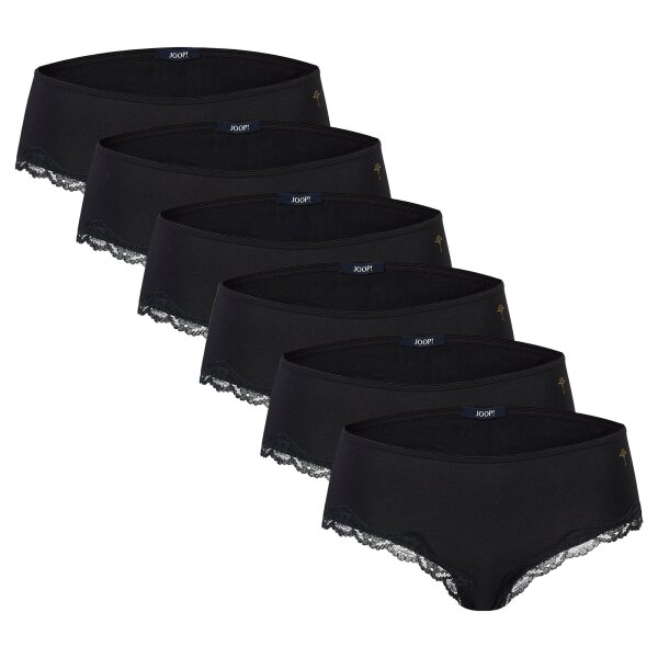 JOOP! Damen Panties, 6er Pack - Multipack, Briefs, Slip, Cotton Stretch, einfarbig Schwarz XS