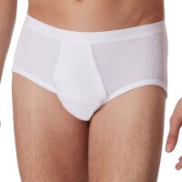 SCHIESSER Mens Briefs with Fly, Pack of 4 - Original Classics, Double Rib, Cotton White M (Medium)