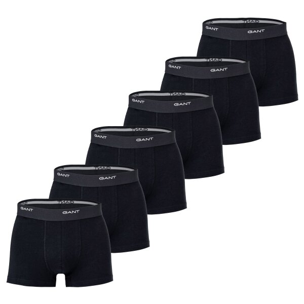 GANT men boxer shorts, 6-pack - Core Trunk 6-pack, cotton stretch, single-coloured Black M (Medium)