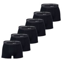 GANT men boxer shorts, 6-pack - Core Trunk 6-pack, cotton stretch, single-coloured Black M (Medium)