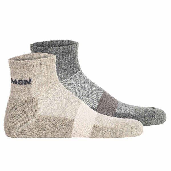 Salomon Unisex Quartersocken, 2er Pack - EVASION ANKLE, Wandersocken, atmungsaktiv Grau 45-47