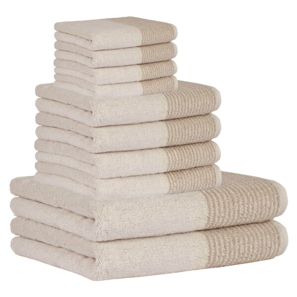 CAWÖ towel set, 10-piece - C Two-Tone, 2x shower towel, 4x hand towel, 4x guest towel Nature Set